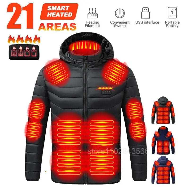 Men Heated Jacket USB Electric Heated Coat Hunting Hiking Camping Outdoor Skiing Heating Jacket Camping Heated Clothing