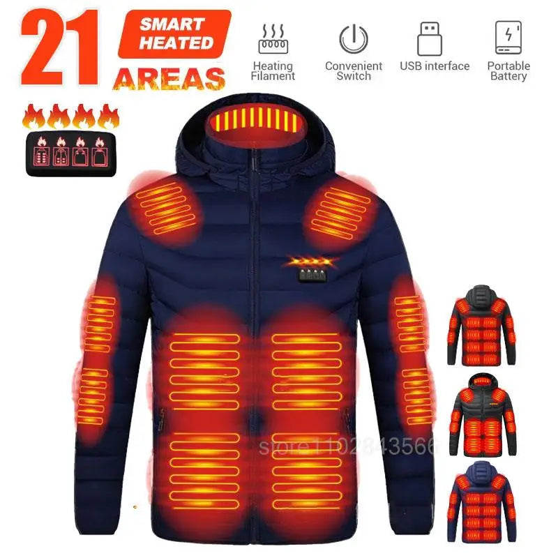 Men Heated Jacket USB Electric Heated Coat Hunting Hiking Camping Outdoor Skiing Heating Jacket Camping Heated Clothing