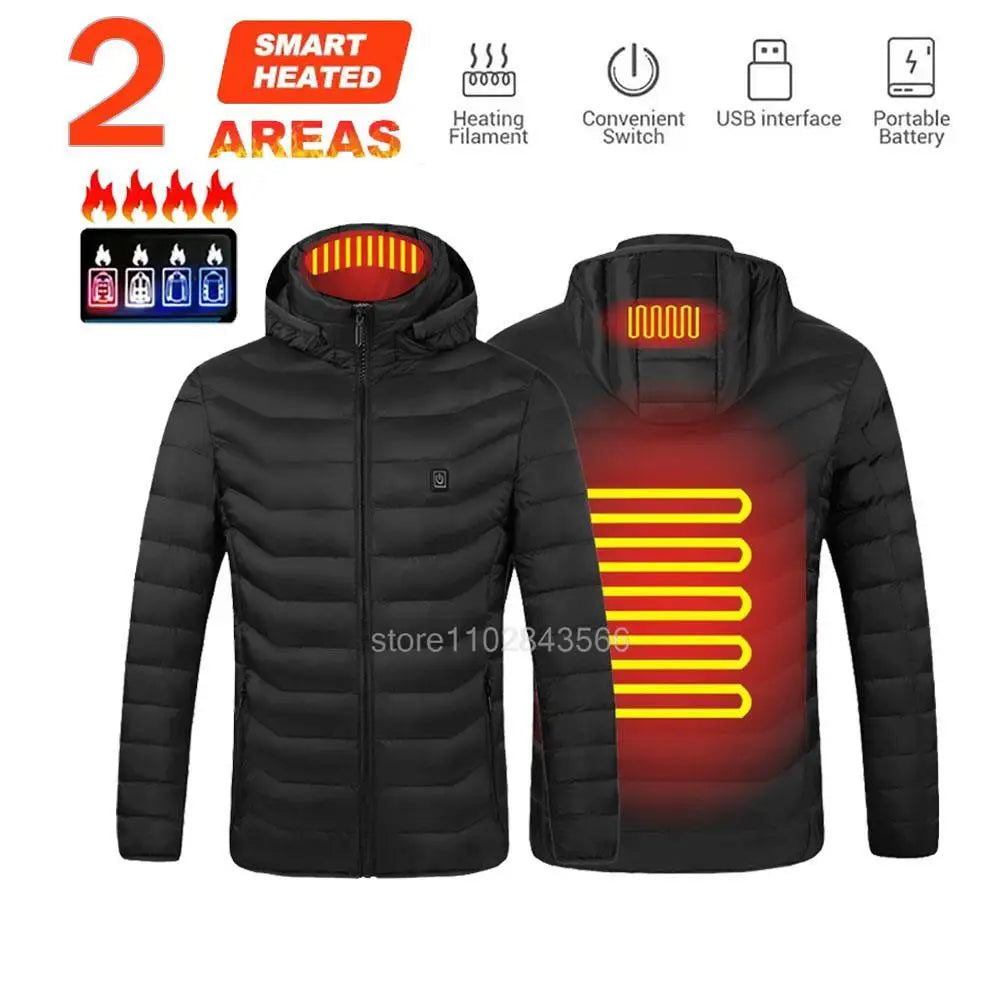 Men Heated Jacket USB Electric Heated Coat Hunting Hiking Camping Outdoor Skiing Heating Jacket Camping Heated Clothing