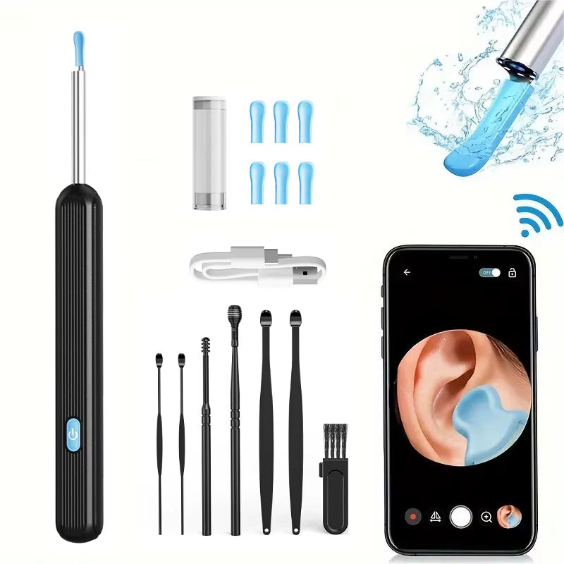 Visual Ear Cleaner with Camera HD Ear Stick Otoscope USB Charging Endoscope Wax Removal Tool Earpick Mini Camera Health Care Set