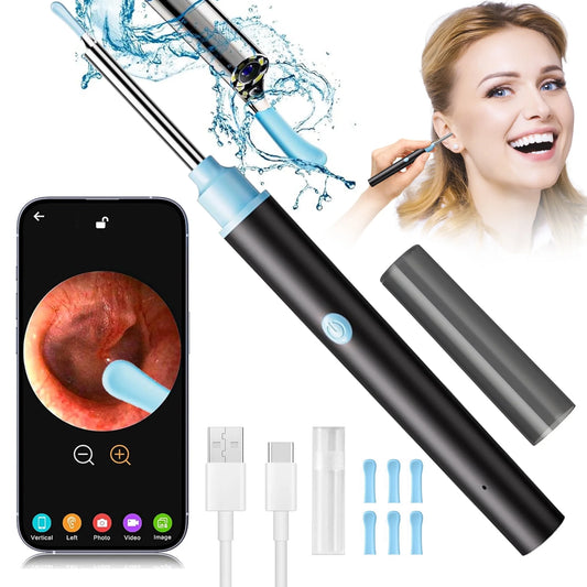 Advanced Ear Wax Removal Kit with HD Camera and LED Light - Complete Ear Cleaning Solution with 6 Reusable Silicone Spoons